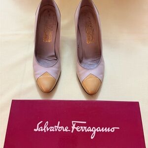 Salvatore Ferragamo Cream and Tan Heels